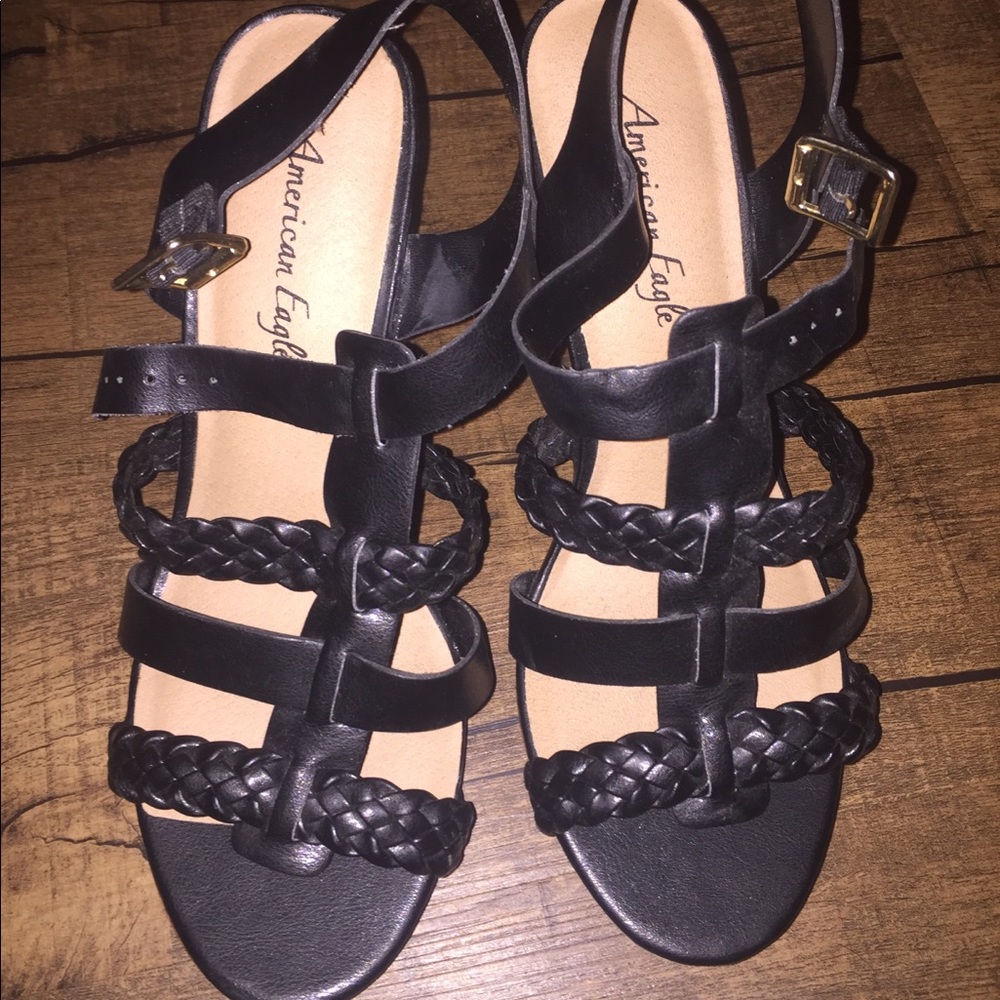 Black high heels with brown heel american eagle